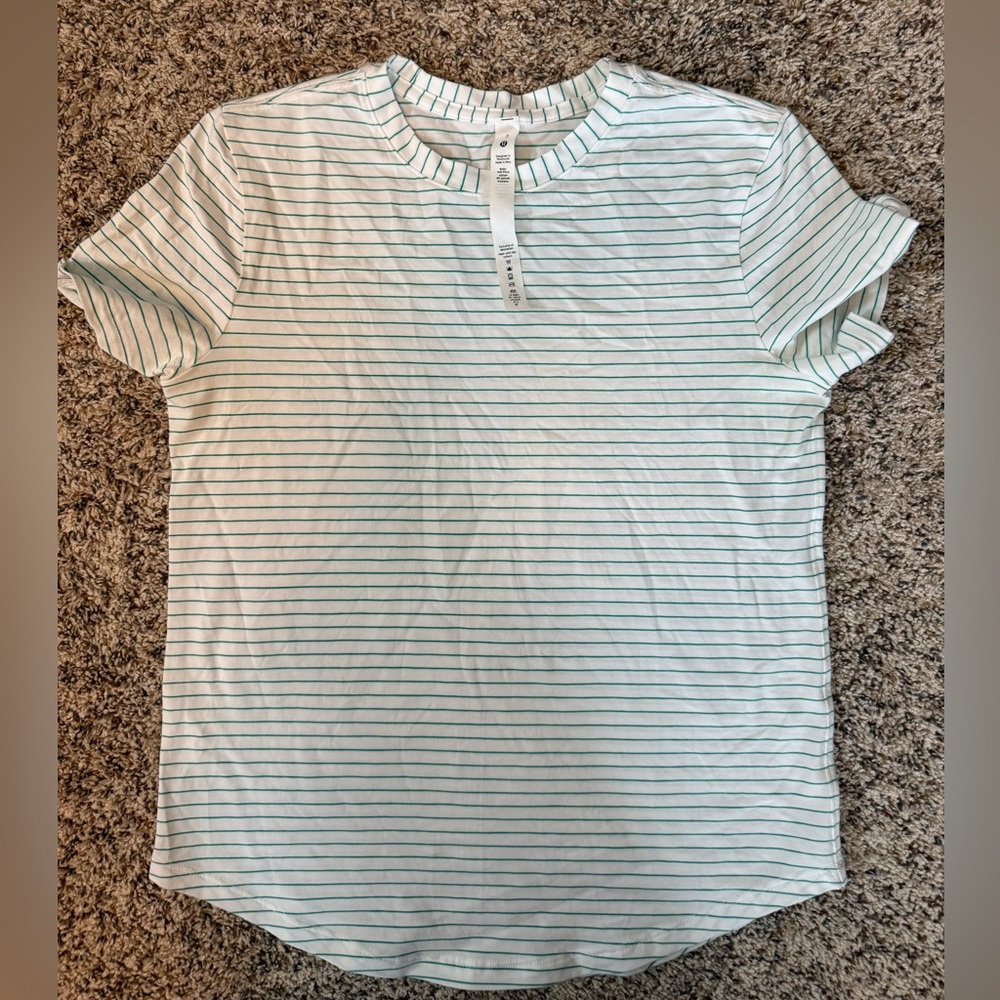lululemon athletica White and Green Striped Top